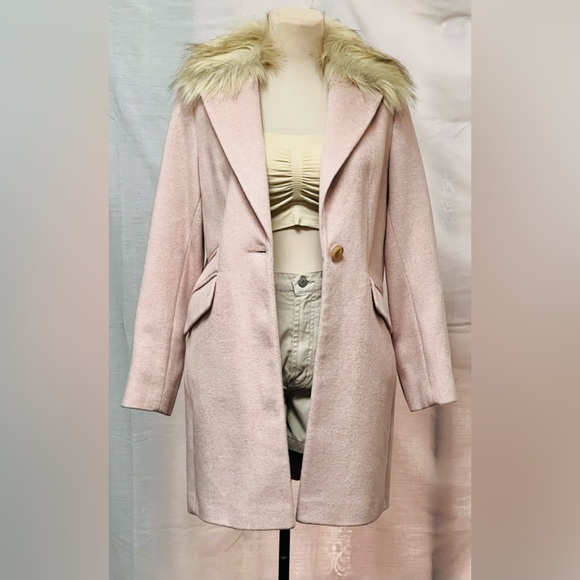 TOPSHOP - Monica Faux Fur Collar Coat - Picture 2 of 7